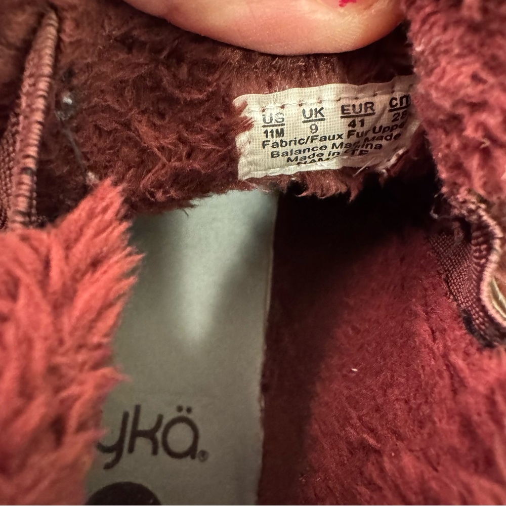 🍂 Ryka Faux Fur-Lined Slip-On Mules in Wine Red — Size 11W - Picture 8 of 8